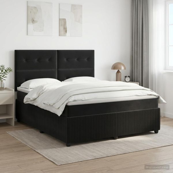 vidaXL Posteľ boxspring s matracom Čierna 140 x 190 cm Zamat