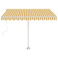 vidaXL Automatická markíza, LED a senzor vetra 350x250 cm, žltá/biela