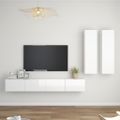 vidaXL 4-dielna súprava TV skriniek lesklá biela kompozitné drevo