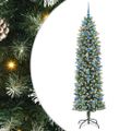 vidaXL Umelý chudý vianočný strom Zelená a biela 210 cm