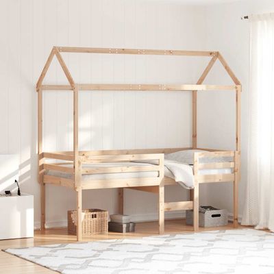 vidaXL Vysoká posteľ so strechou 90x190 cm borovicový masív