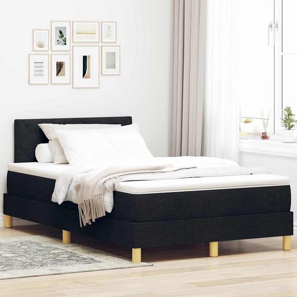 vidaXL Posteľ s pružinovým rámom s vankúšom Čierna 120 x 190 cm látka