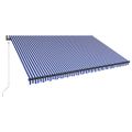 vidaXL Markíza so senzorom vetra a LED 500x300 cm modrá a biela