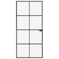 vidaXL Vnútorné dvere čierne 93x201,5 cm tvrdené sklo a hliník úzke