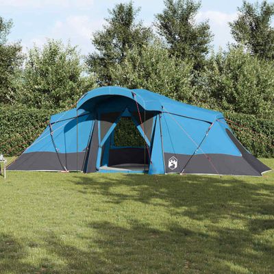 vidaXL Rodinný stan so strechou Modrá a šedá 721 x 335 x 212 cm