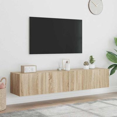 vidaXL TV nástenné skrinky s LED svetlami 2 ks dub sonoma 80x35x31 cm