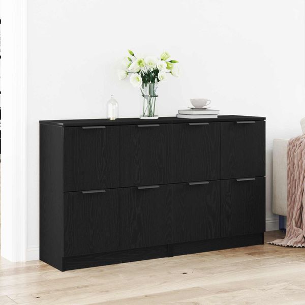 vidaXL Servírovacia skriňa 2 pcs Čierny dub 60 x 30 x 70 cm