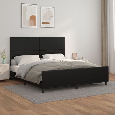 vidaXL Posteľný rám s čelom čierny 180x200 cm umelá koža