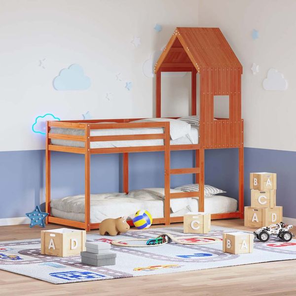 vidaXL Strecha na detskú posteľ voskovohnedá 60x99x139,5 cm borovica