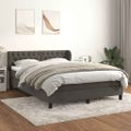 vidaXL Posteľný rám boxspring s matracom tmavosivý 140x190 cm zamat