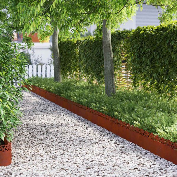 vidaXL Obrubníky trávnika 10 pcs Hrdzavý 103 x 0,05 x 22 cm