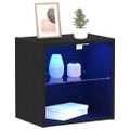 vidaXL Floating Shelf with LED Light Čierna 40 x 28,5 x 40 cm