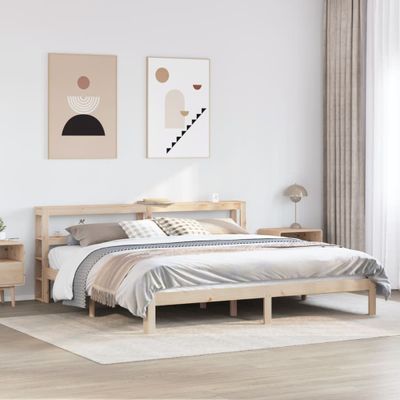 vidaXL Posteľný rám s čelom 180x200 cm borovicový masív