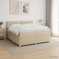 vidaXL Posteľ boxspring s matracom Krémová 200 x 200 cm Látka
