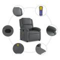 vidaXL Masážne kreslo s polohovacím mechanizmom, sivé, umelá koža