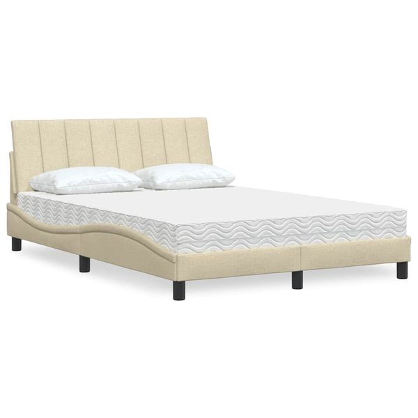 vidaXL Posteľ s matracom Hanko krémová 120x200 cm látka