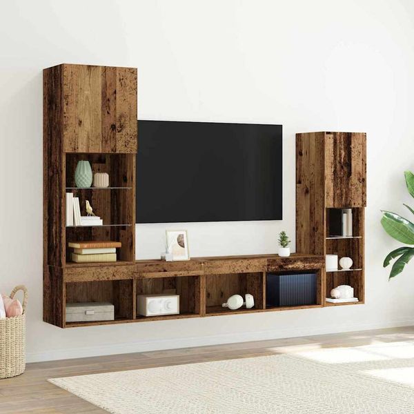 vidaXL TV skrinka 4 pcs Staré drevo Kompozitné drevo