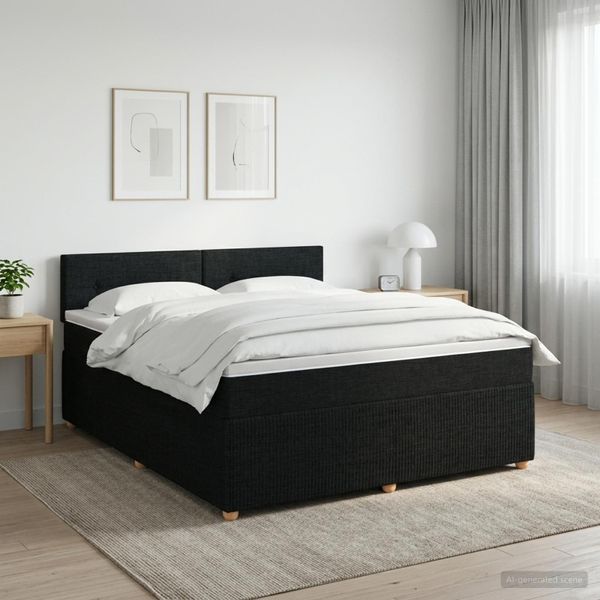 vidaXL Posteľ boxspring s matracom Čierna 180 x 200 cm Látka