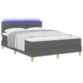 vidaXL LED box s pružinami s LED pásikmi Tmavo šedá 140 x 190 cm látka