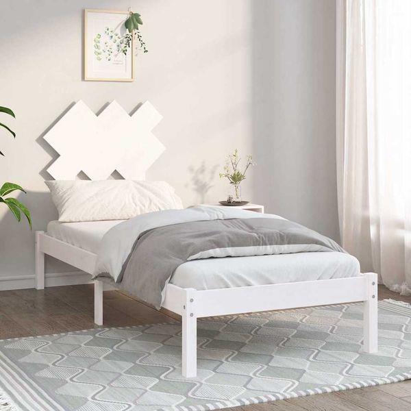 vidaXL Posteľný rám biely 75x190 cm malé jednolôžko masívne drevo