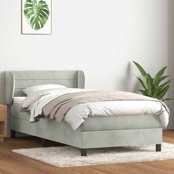 vidaXL Posteľný rám boxsping s matracom bledosivý 90x220 cm zamat
