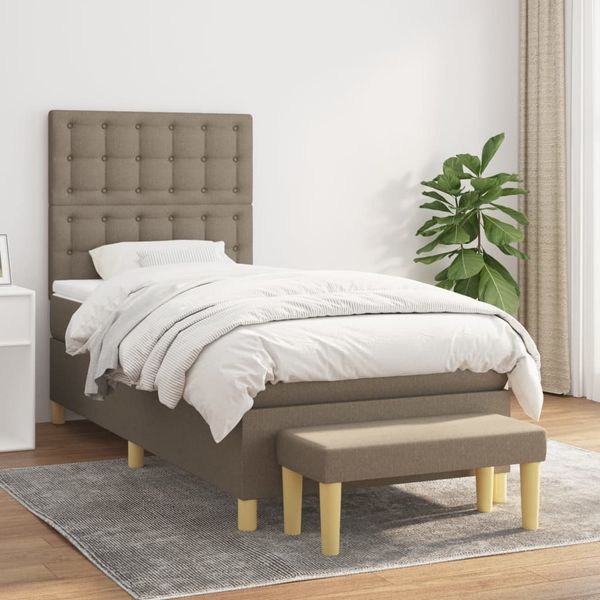 vidaXL Boxspring posteľ s matracom sivohnedý 100x200 cm látka