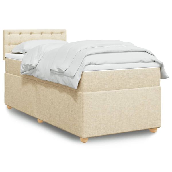 vidaXL Boxspring posteľ s matracom krémová 100x200 cm látka