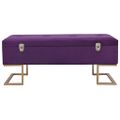 vidaXL Lavica s úložným priestorom 105 cm, fialová, zamat
