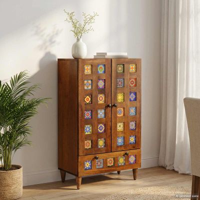 vidaXL Highboard Orech 60 x 33,5 x 100 cm Masívne mango drevo