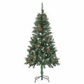 vidaXL Osvetlený umelý vianočný stromček so šiškami 150 cm