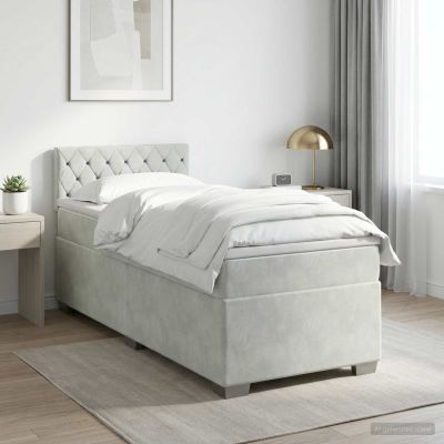 vidaXL Posteľ boxspring s matracom Svetlosivá 100 x 200 cm Zamat