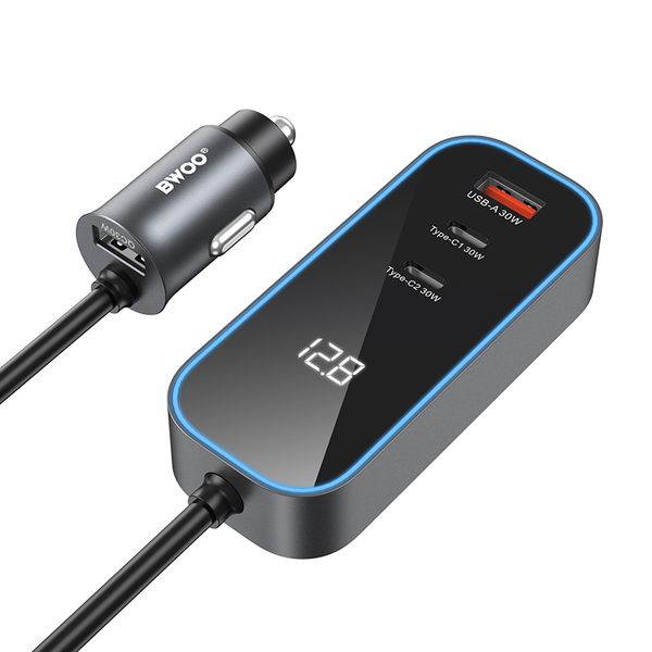 Nabíjačka do auta BWOO CC107 PD 1x USB-C - USB-A port 30W čierna
