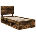 vidaXL Rám postele Dymová dub 100 x 200 cm Masívne borovicové drevo
