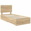 vidaXL Rám postele so zásuvkou Sonoma dub 90 x 200 cm Kompozitné drevo
