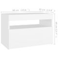 vidaXL Nočný stolík a LED svetlá biely 60x35x40 cm spracované drevo