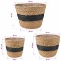vidaXL 3 ks Prírodná a čierna Ø26 x 19 cm 100% Morská tráva