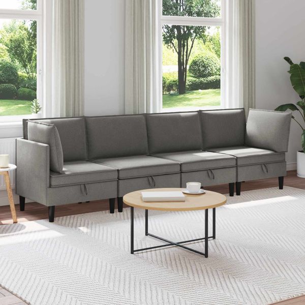 vidaXL Súprava nábytku do obývačky 4 pcs Tmavosivá Látka