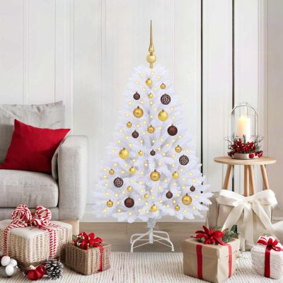 vidaXL Umelý vianočný stromček Biela 68 x 68 x 120 cm PVC a kov