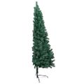 vidaXL Osvetlený umelý polovičný vianočný stromček+gule, zelený 120 cm