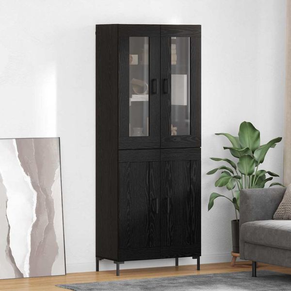 vidaXL Highboard 2 pcs Čierny dub Kompozitné drevo