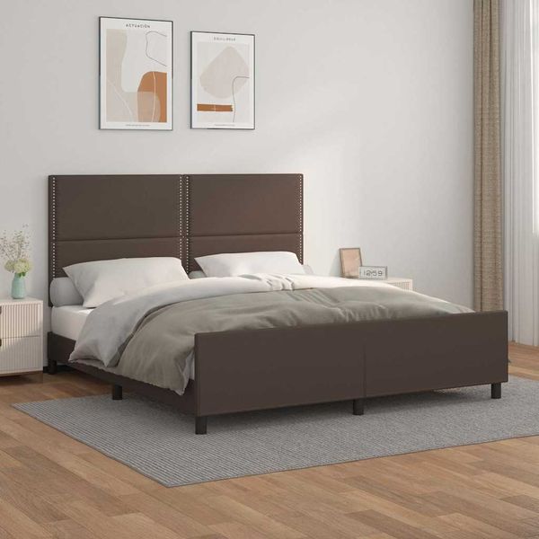 vidaXL Posteľný rám s čelom hnedý 160x200 cm umelá koža