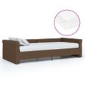 vidaXL Pohovka s matracom a USB tmavohnedá látková 90x200 cm