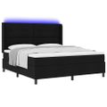 vidaXL LED box s pružinami s čelnou doskou Čierna 180 x 200 cm látka