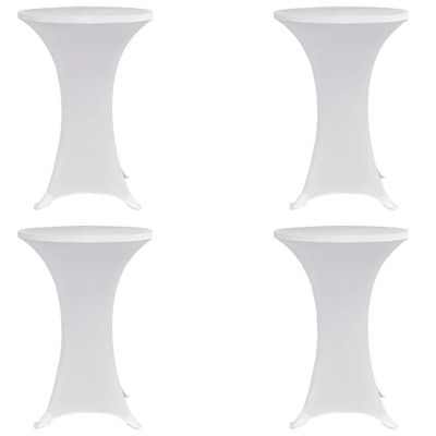 vidaXL Obrusy na stojaci stôl 4 ks biele Ø60 cm naťahovacie