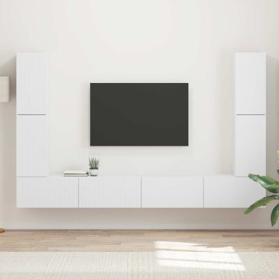 vidaXL Zostava TV skriniek 8 pcs Biela Kompozitné drevo