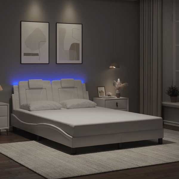 vidaXL Rám postele, Viana, s LED bez matraca, biely 120x200 cm
