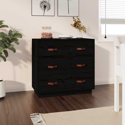 vidaXL Komoda čierna 80x40x75 cm borovicový masív
