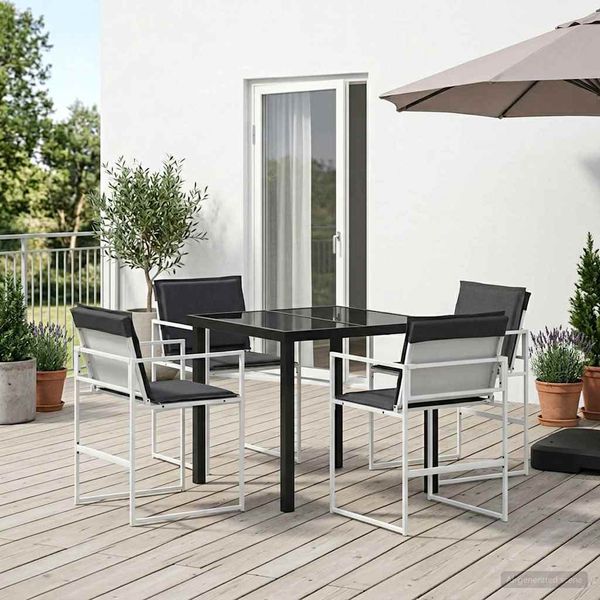 vidaXL Záhradný jedálenský set 5 pcs Biela a antracitová