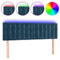 vidaXL Čelo postele s LED tmavomodré 144x5x78/88 cm zamat