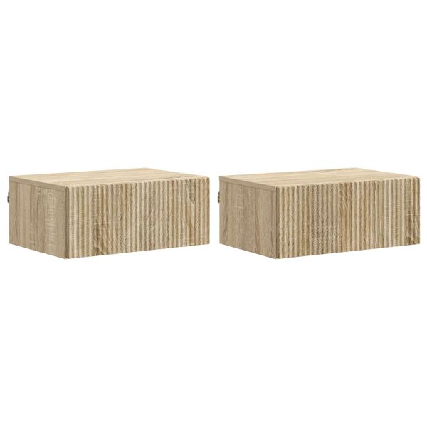 vidaXL Nástenná nočná skrinka 2 pcs Dub sonoma 49 x 34,5 x 20 cm